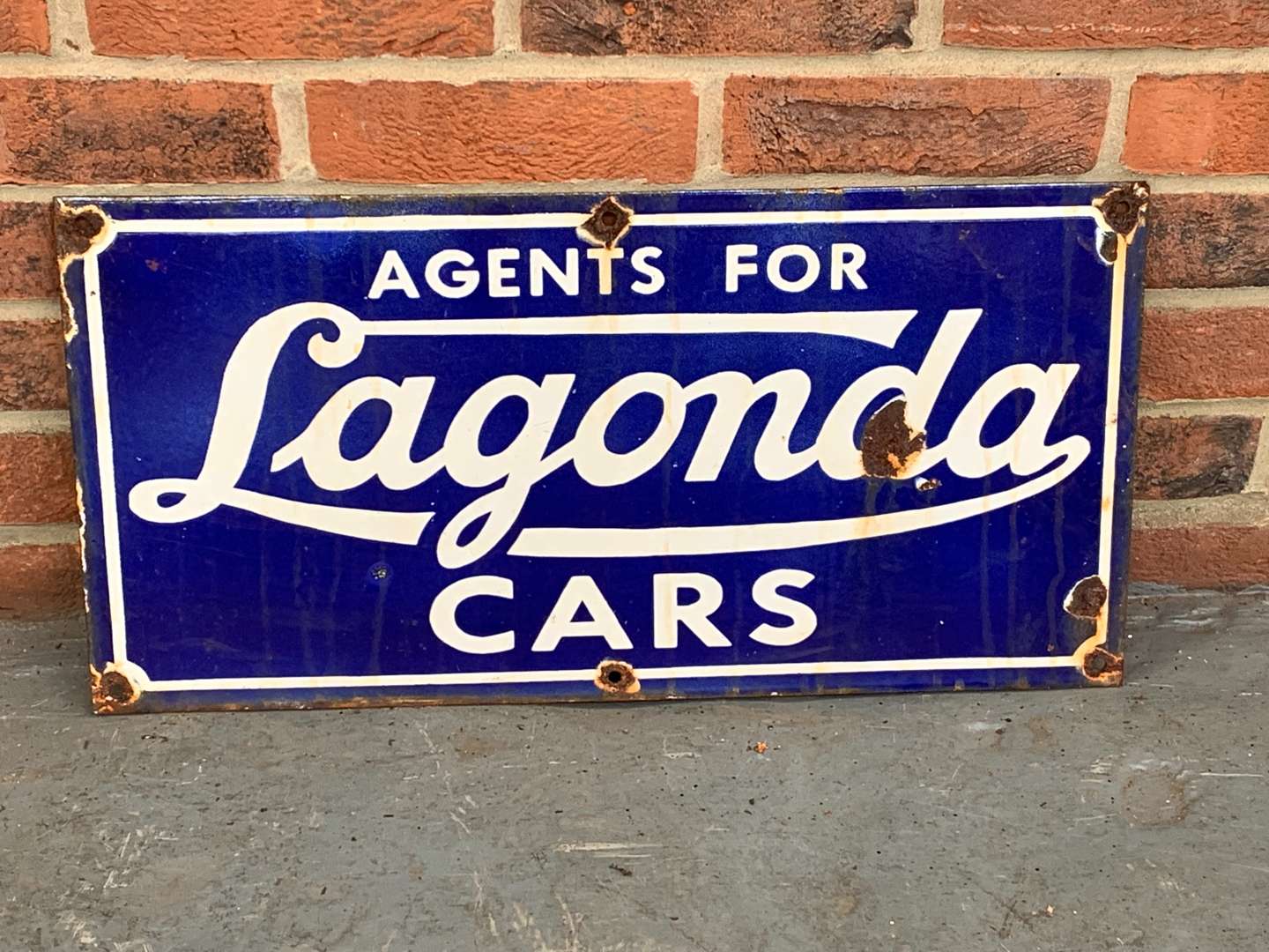 <p>Agents For Lagonda Cars Enamel Sign</p>