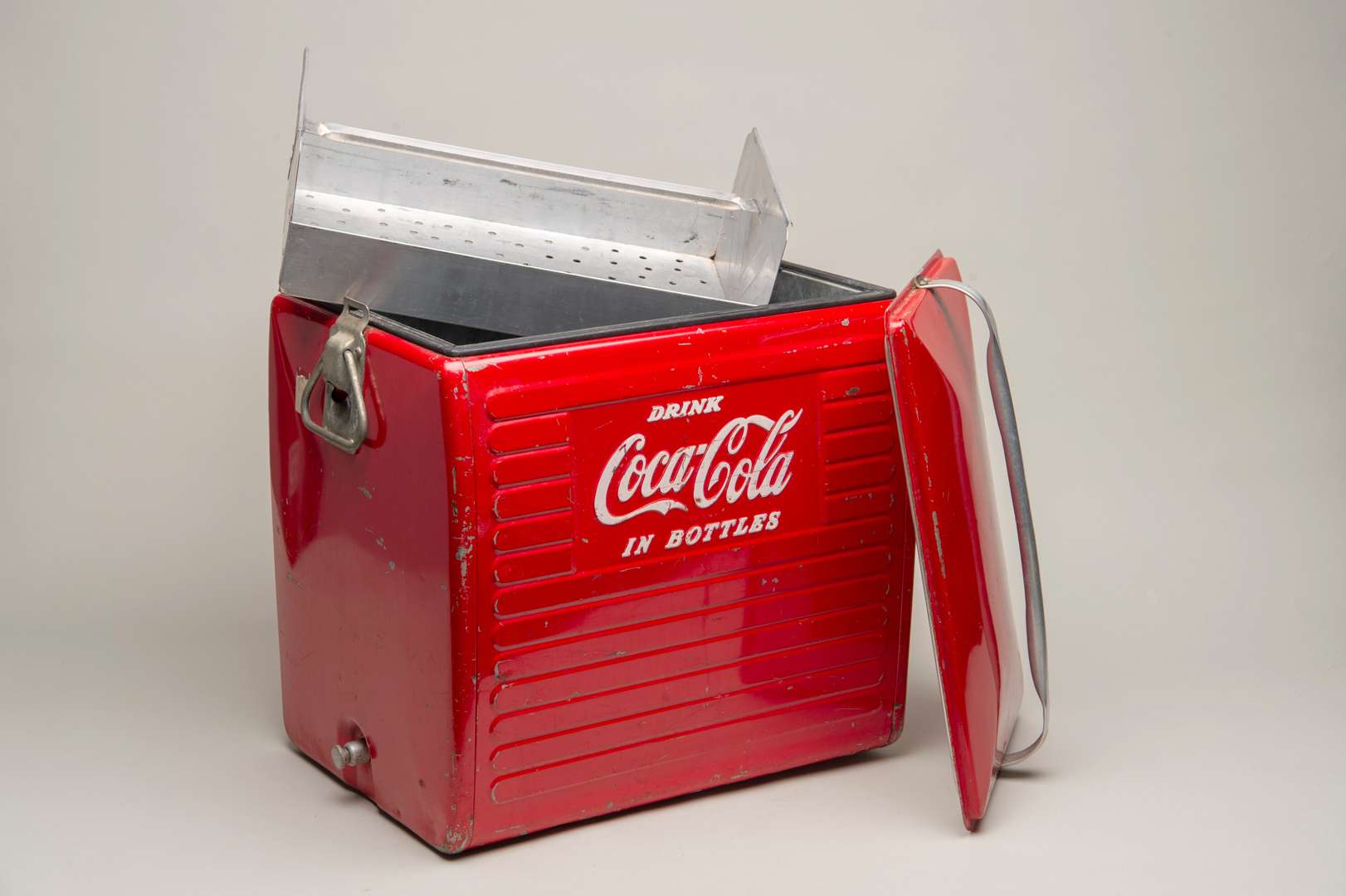 <p>COCA-COLA. a mid 20th century, steel and aluminium, portable cool box</p>