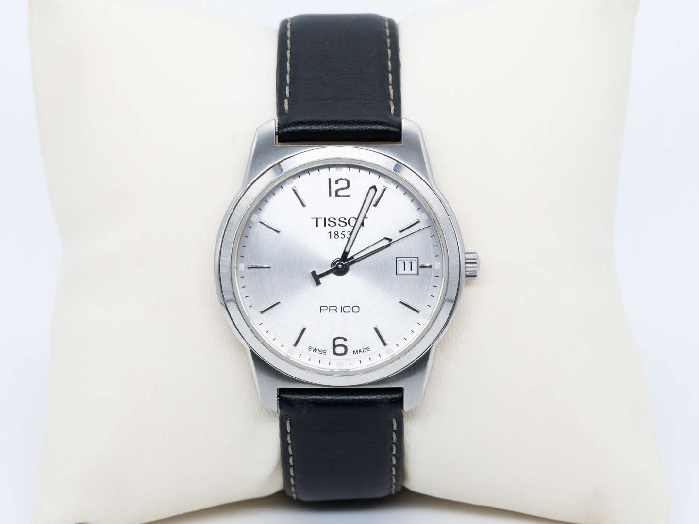 <p>TISSOT, PR-100, a modern stainless steel, quartz, centre seconds, calendar wristwatch.</p>