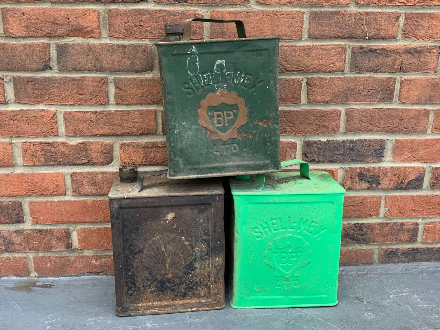 <p>Three Vintage Two Gallon Fuel Cans</p>