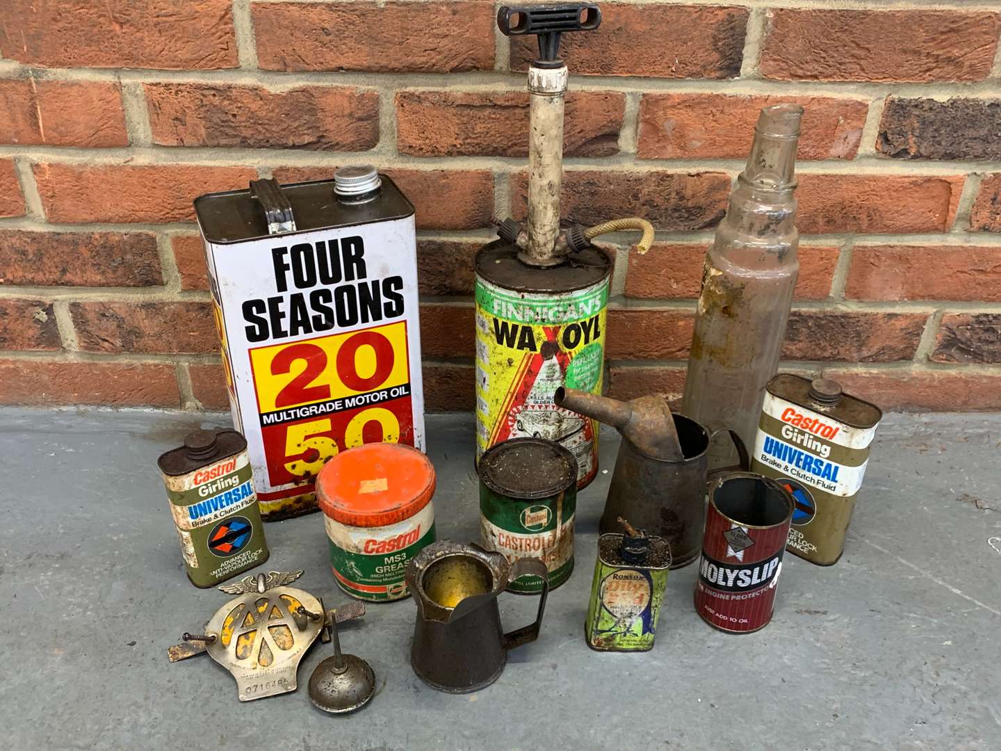 <p>Mixed Lot of Oil Cans, AA Badge Etc</p>