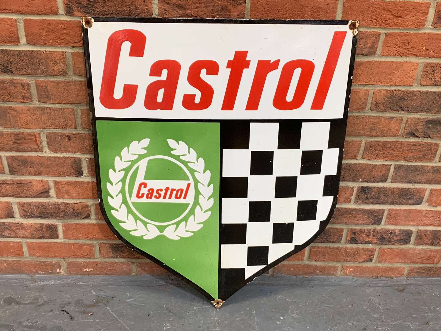<p>Enamel Castrol Shield Sign</p>