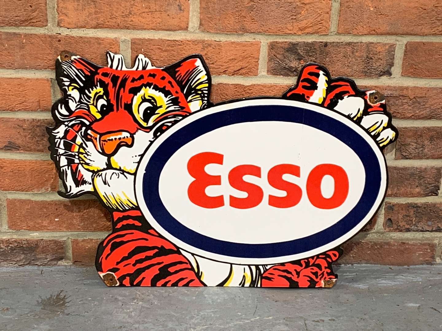 <p>Enamel Esso Tiger Sign</p>