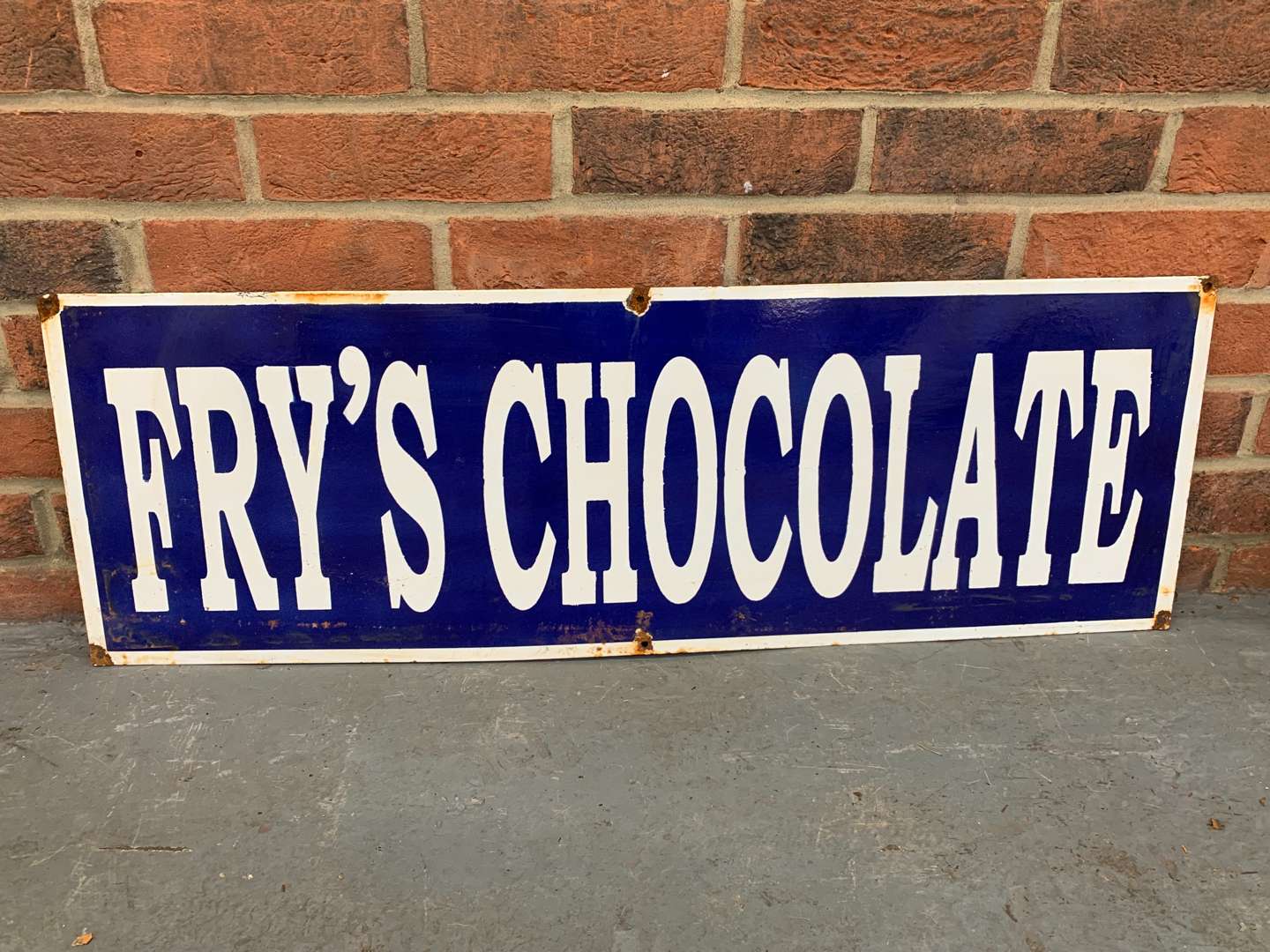 <p>Enamel Fry's Chocolate Sign</p>