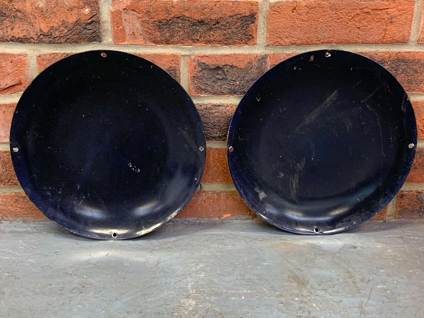 <p>Two Enamel Convex Goodyear and Mobilgas Signs (2)</p>