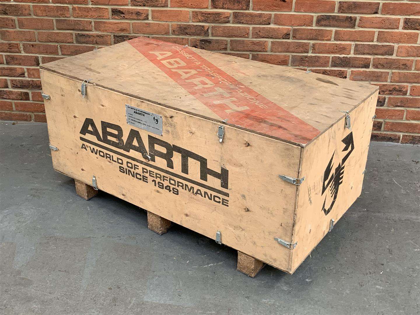 <p>Liveried Abarth transportation crate (ex Goodwood display)</p>