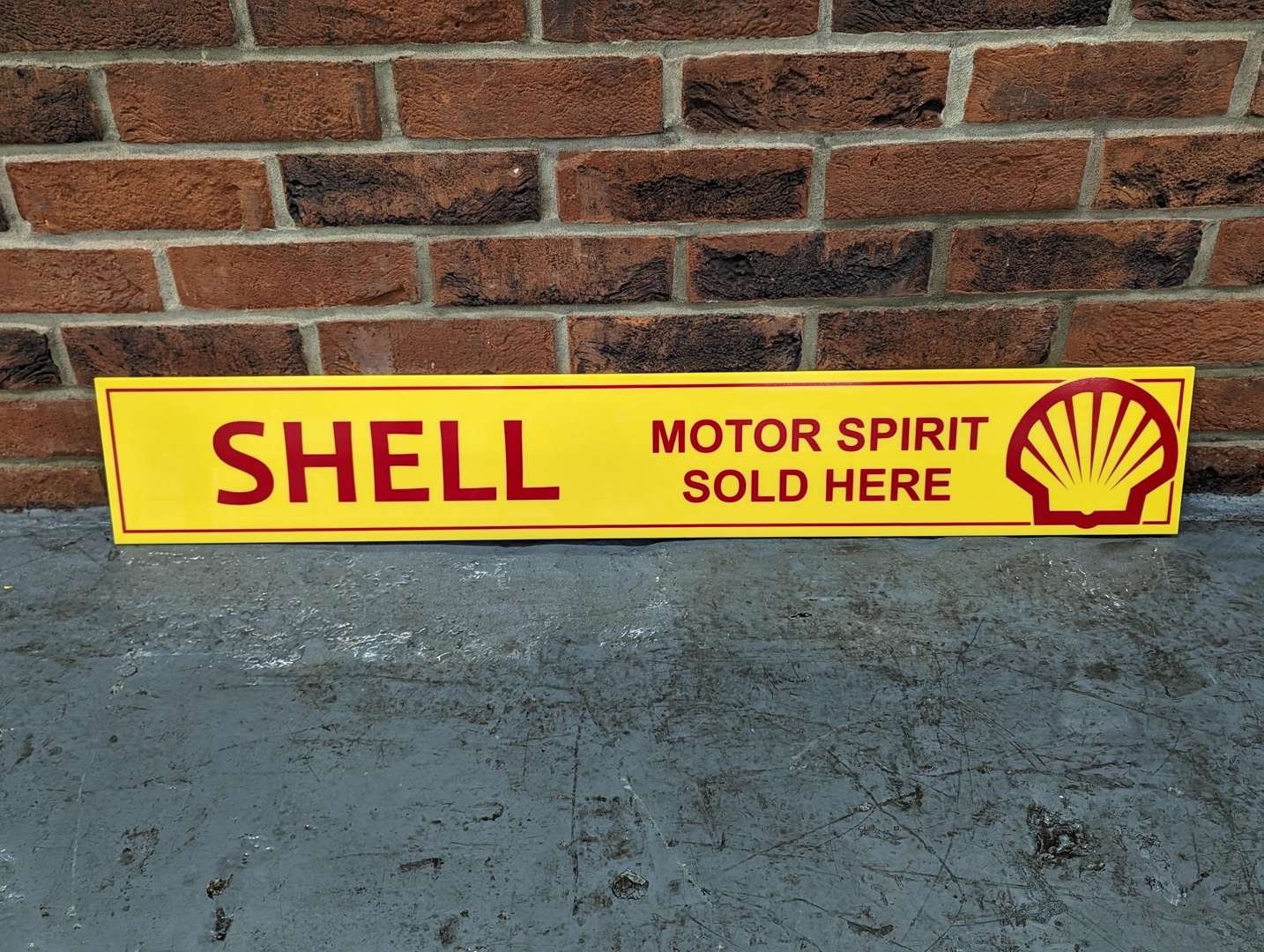 <p>Perspex Shell Motor Spirit Sold Here Sign</p>