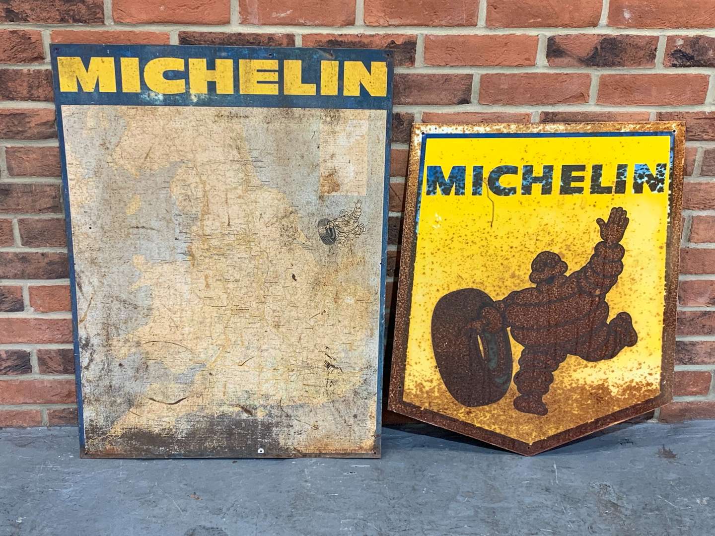 <p>Tin Michelin Map Sign and One Other (2)</p>