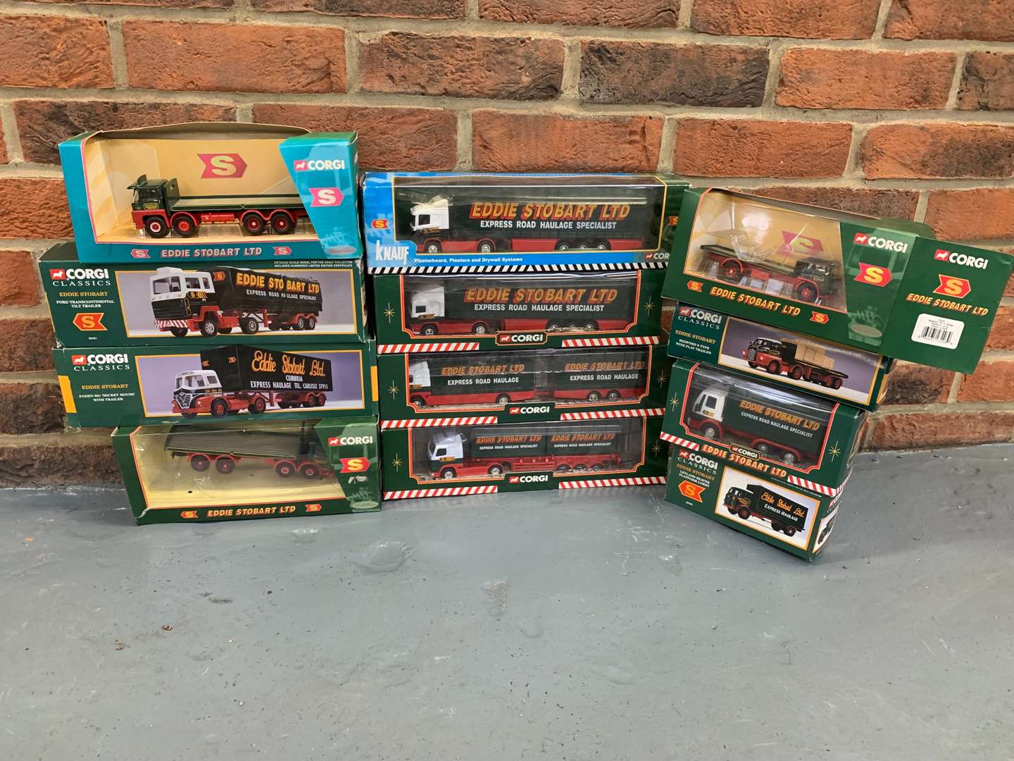 <p>Box of Eddie Stobart Boxed Lorries</p>