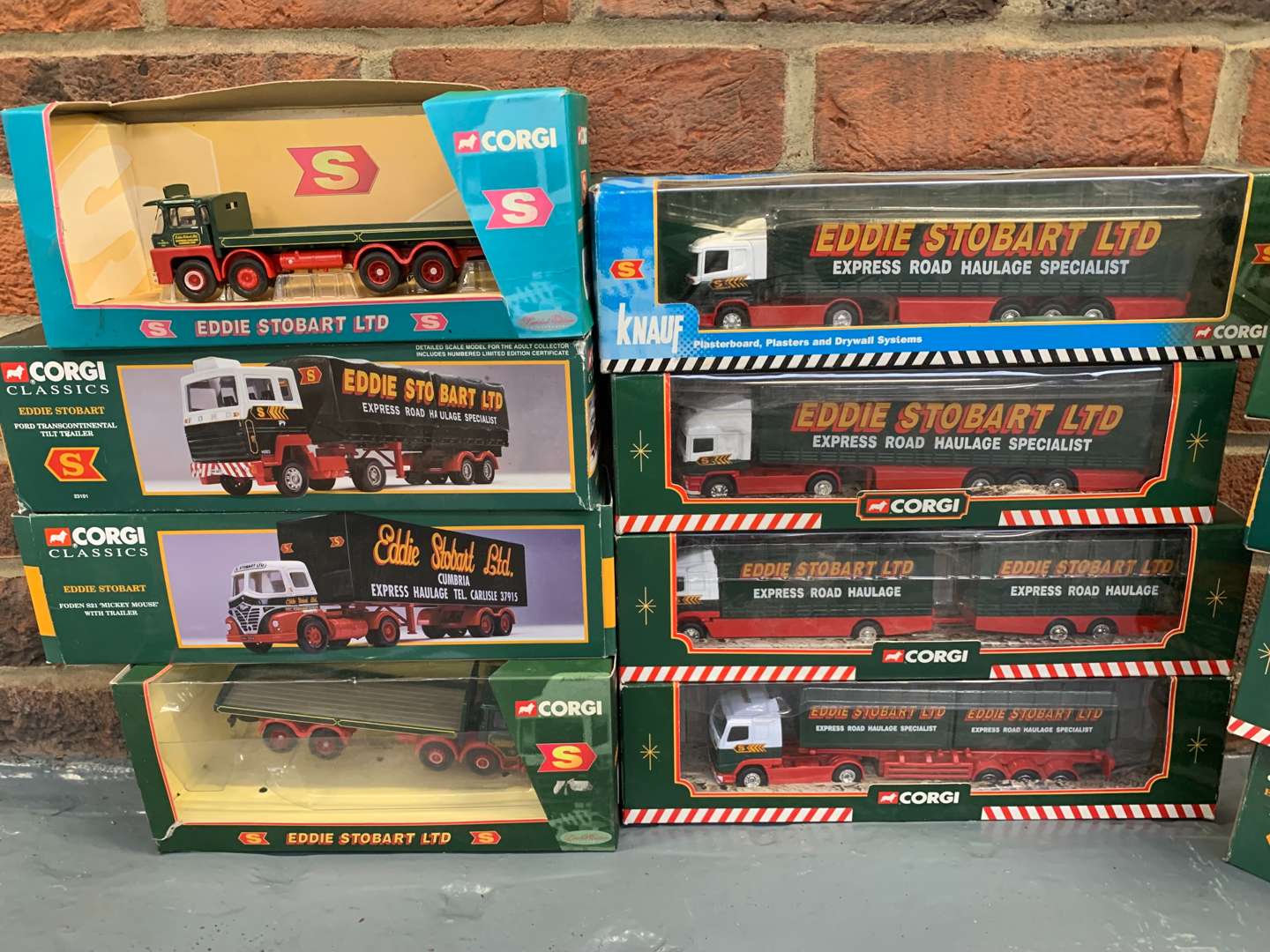 <p>Box of Eddie Stobart Boxed Lorries</p>