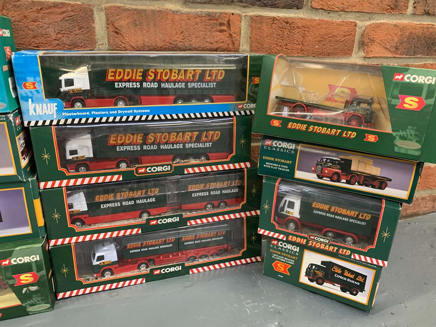 <p>Box of Eddie Stobart Boxed Lorries</p>