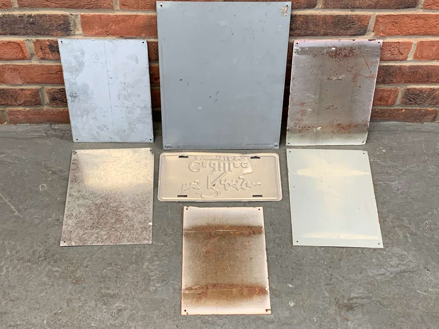 <p>Group of Seven Modern Metal Signs</p>