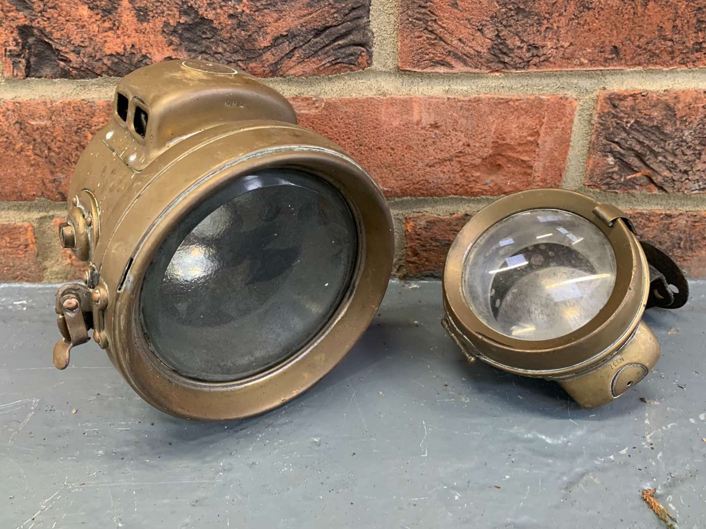 <p>Vintage Powell and Hanmer Motorbike and Side Lamps</p>