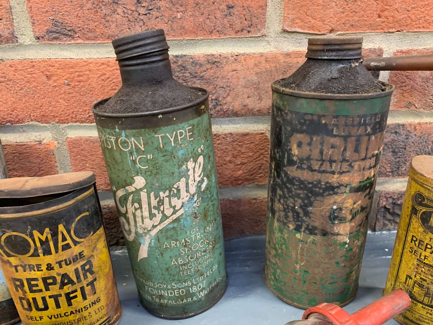<p>Mixed Lot of Vintage Oil Cans/Pourers Puncture Repair Tins Etc</p>