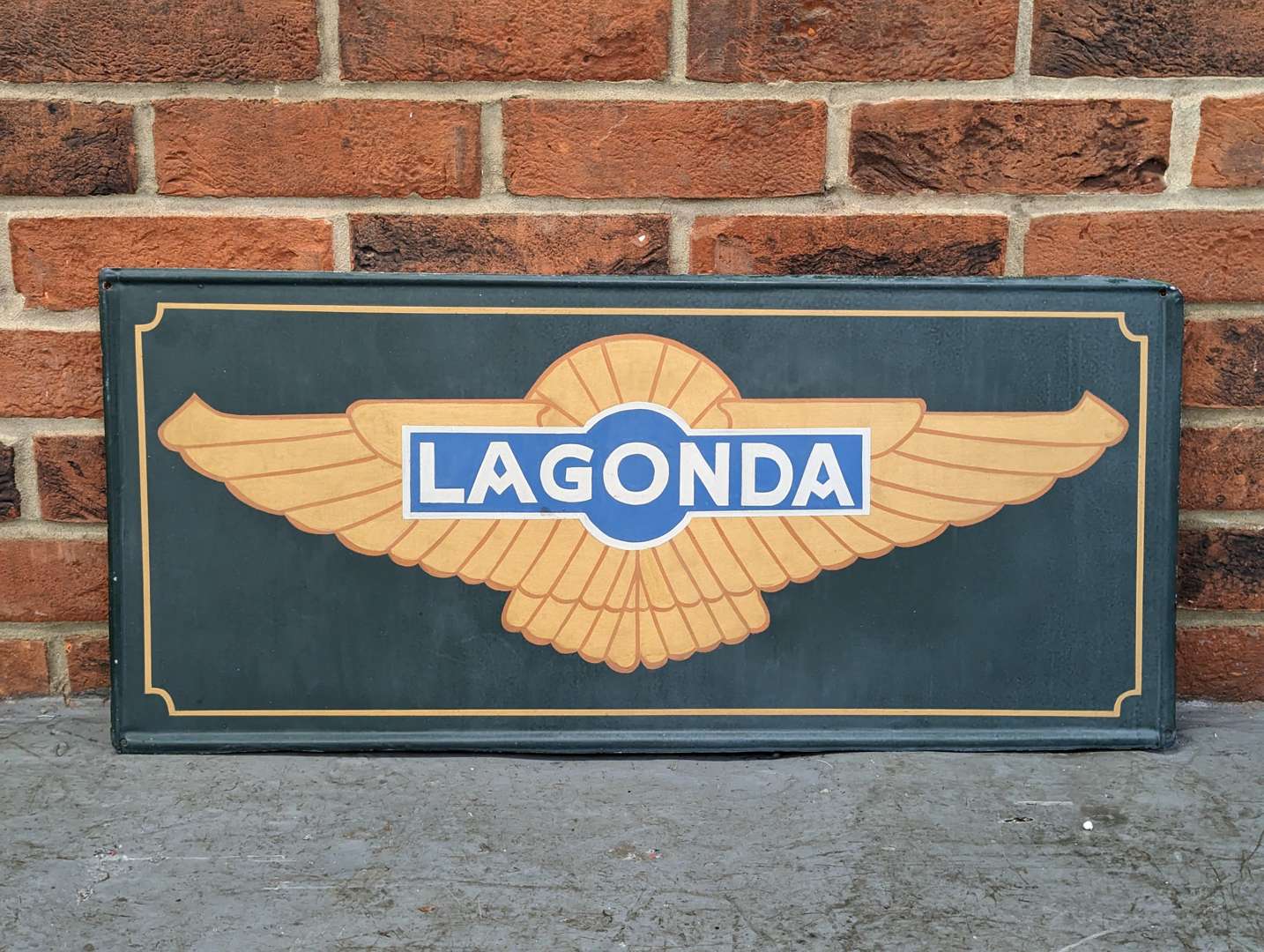 <p>Painted Metal Lagonda Sign</p>