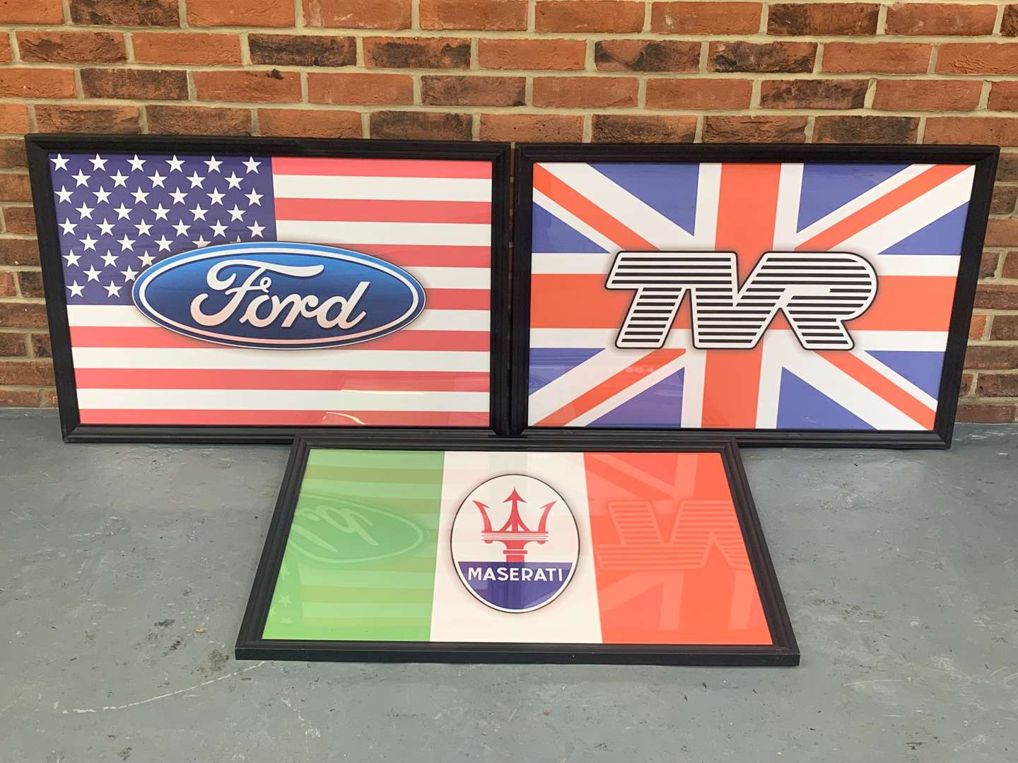 <p>Three Framed PrintsTVR/Ford and Maserati (3)</p>