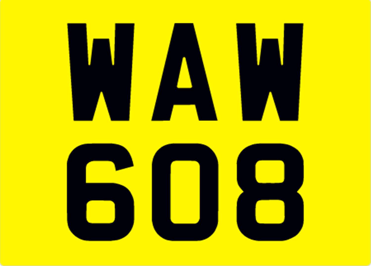 <p>&nbsp;WAW 608 Registration number</p>