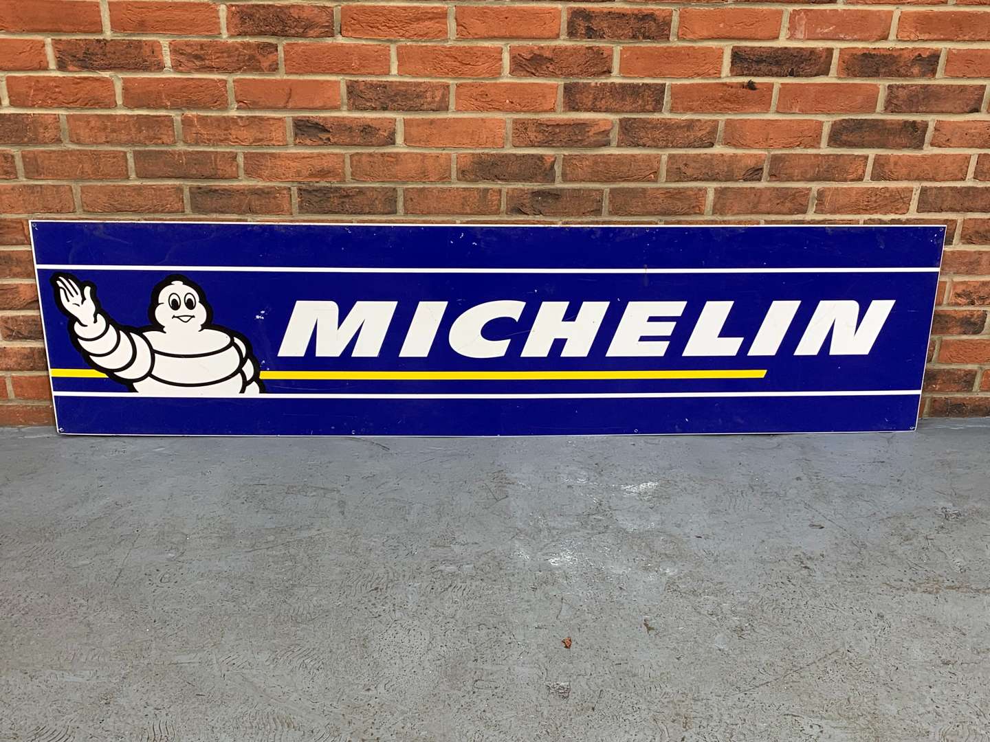 <p>An Original Large Aluminium Michelin Waving Man Sign</p>