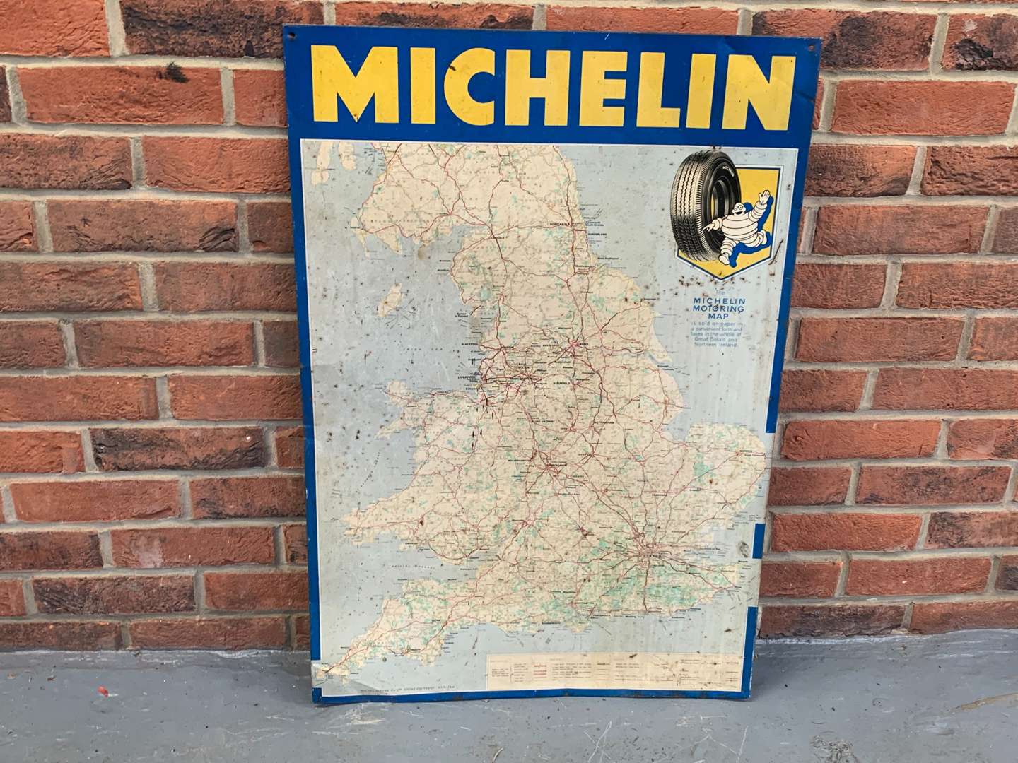 <p>&nbsp;Original Early Tin Michelin Map 1961 Sign</p>