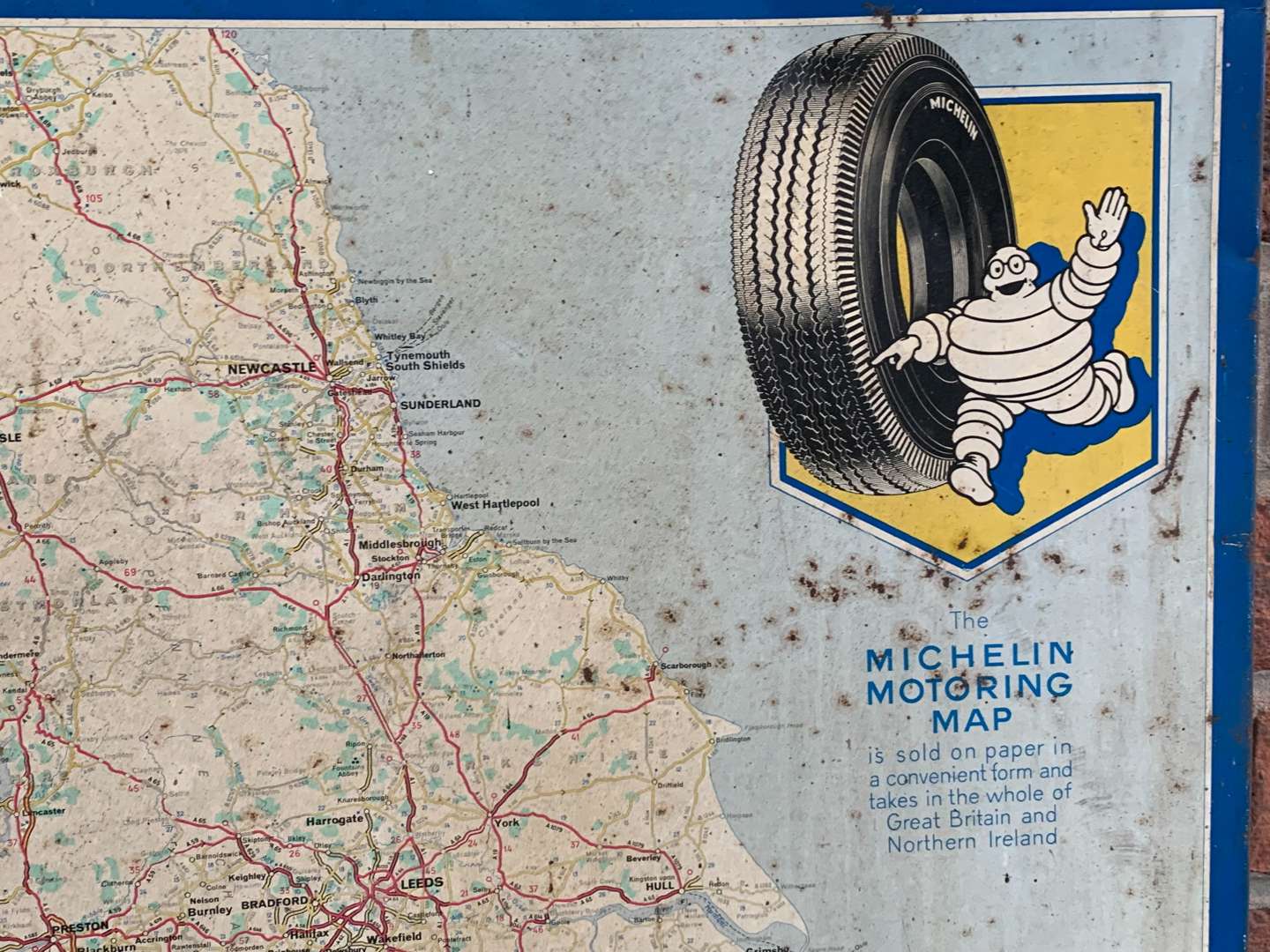 <p>&nbsp;Original Early Tin Michelin Map 1961 Sign</p>