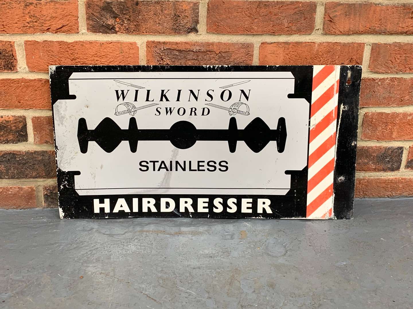 <p>Aluminium Wilkinson Sword Hairdresser Sign</p>