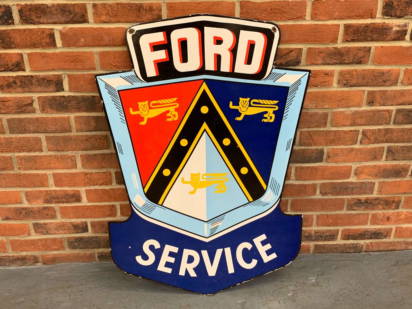 <p>Large Double Sided Enamel Ford Service Sign</p>