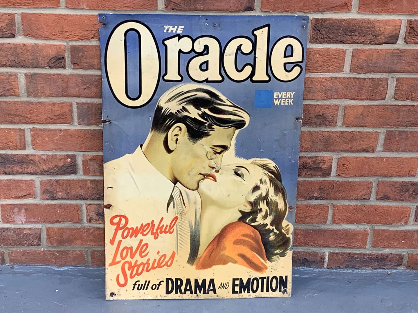 <p>An Original Aluminium “The Oracle” Powerful Love Stories Sign</p>