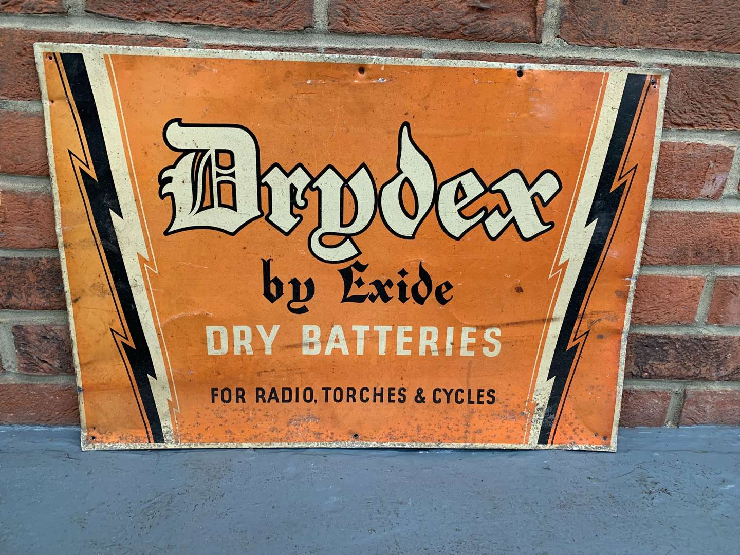 <p>Alum Drydex By Exide Dry Batteries Sign</p>