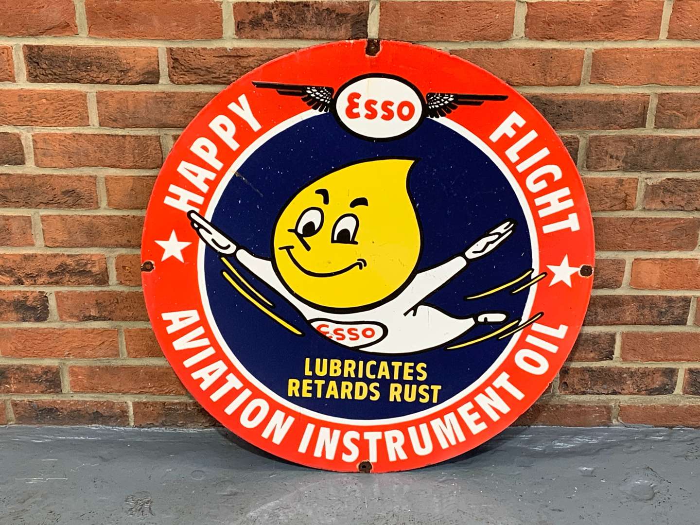 <p>Enamel Esso Aviation Instrument Oil Sign</p>