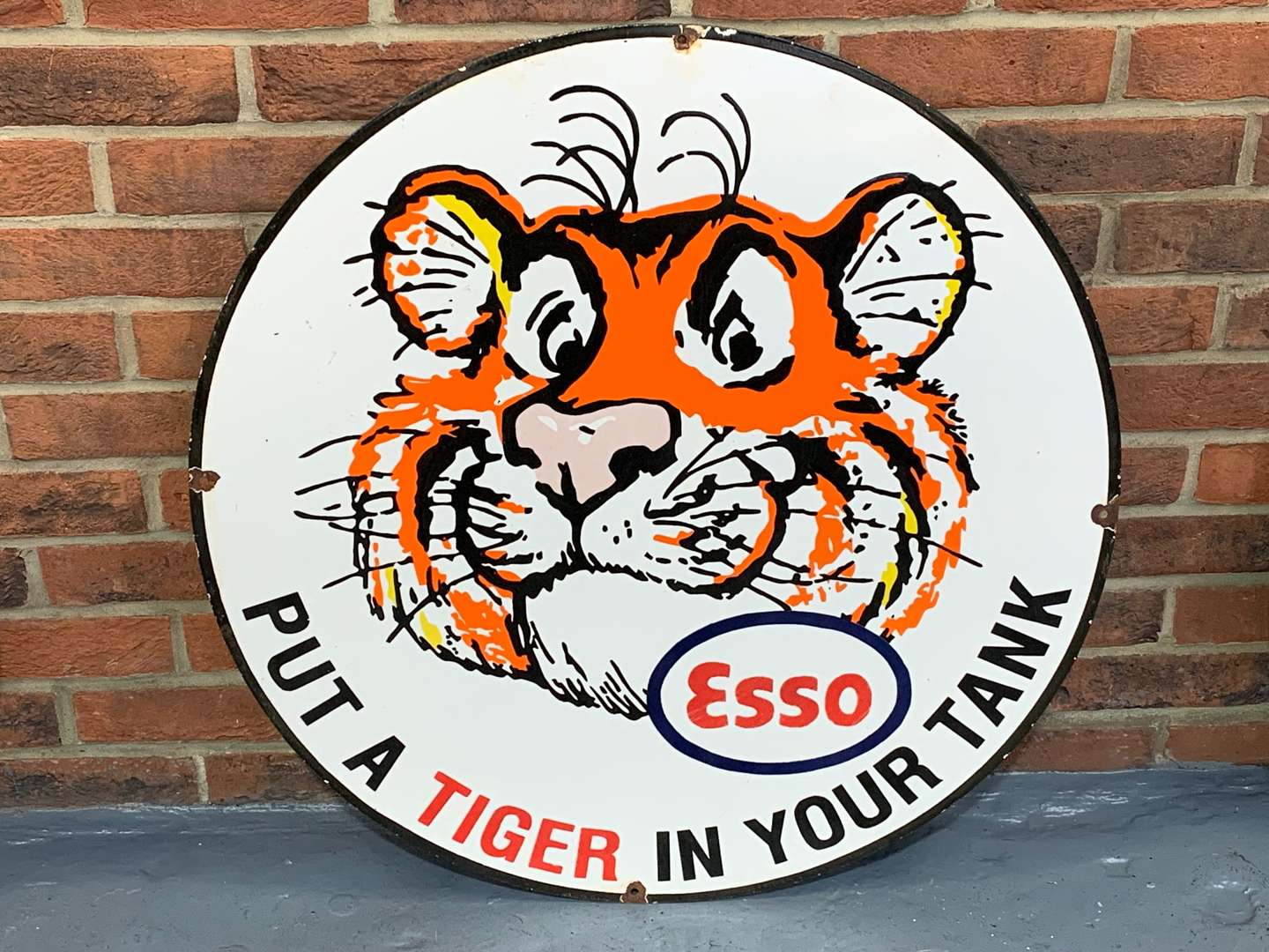 <p>Enamel Esso “Put a Tiger in Your Tank” Sign</p>