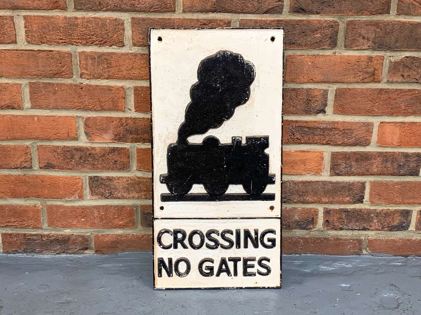 <p>Cast Iron Railway Crossing “No Gates” Sign</p>