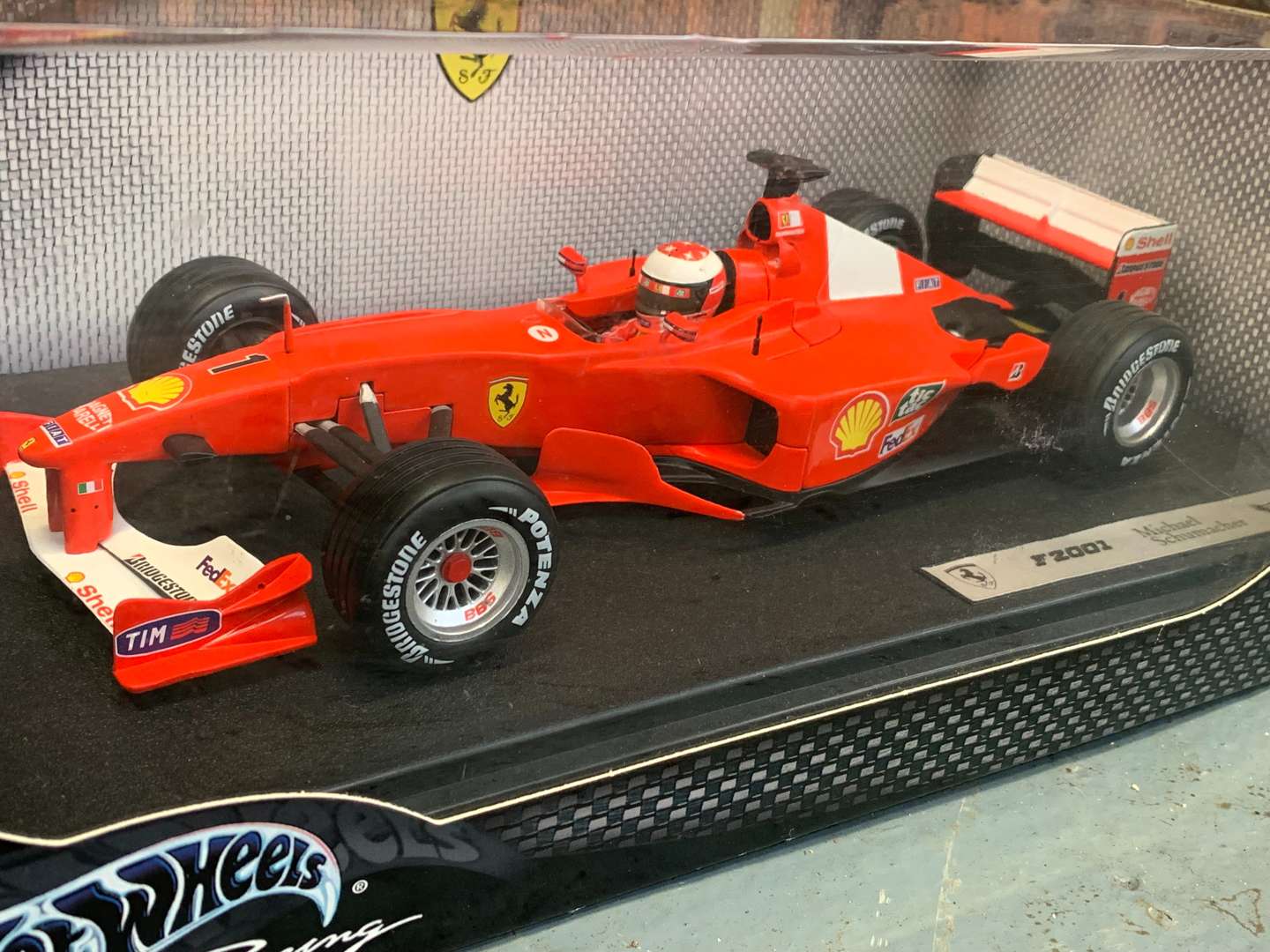<p>Boxed Hotwheels F2001 Michael Schumacher F1 Car 1:18 Scale</p>