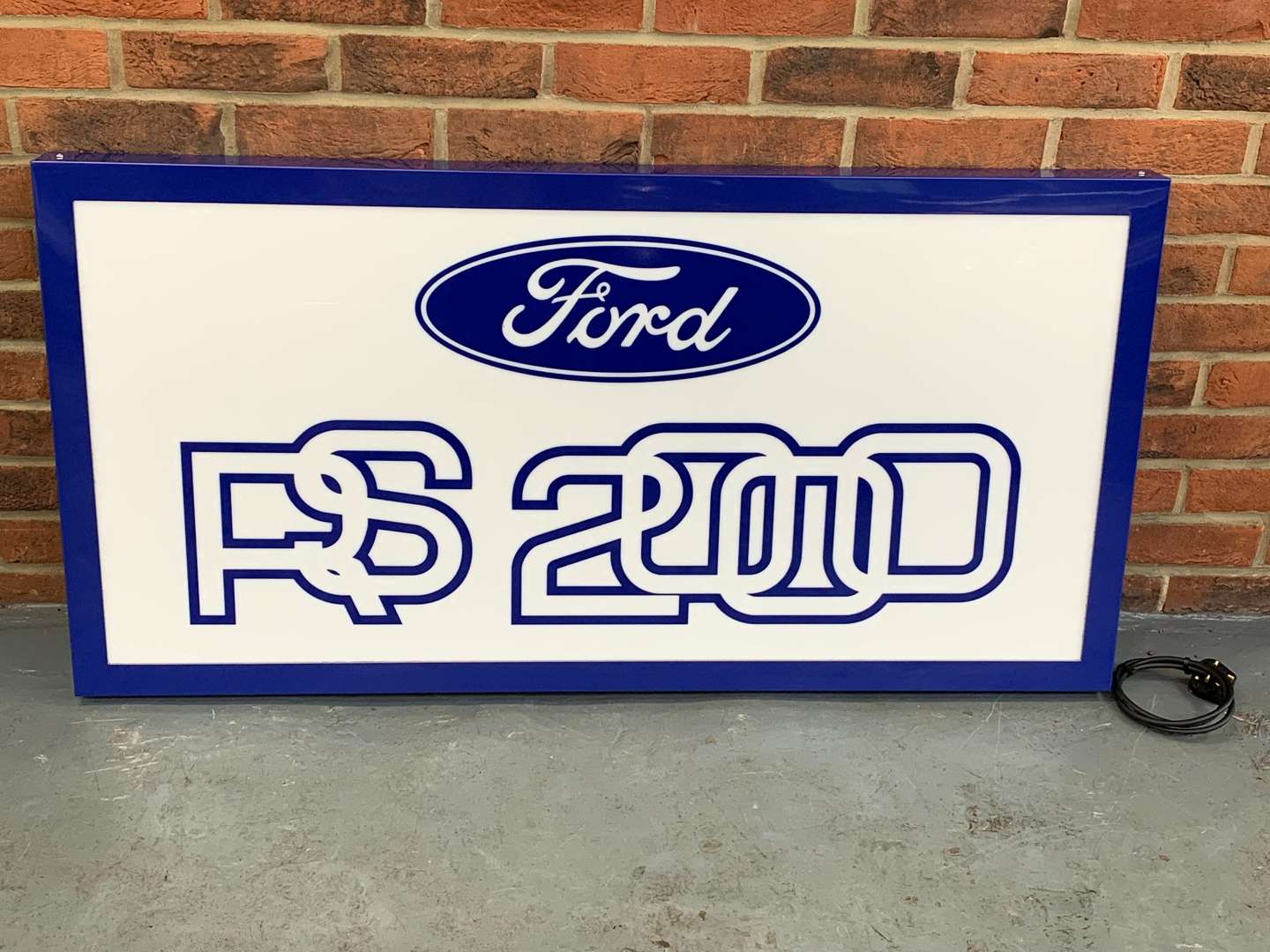 <p>Modern Metal Framed Ford RS 2000 Illuminated Sign</p>