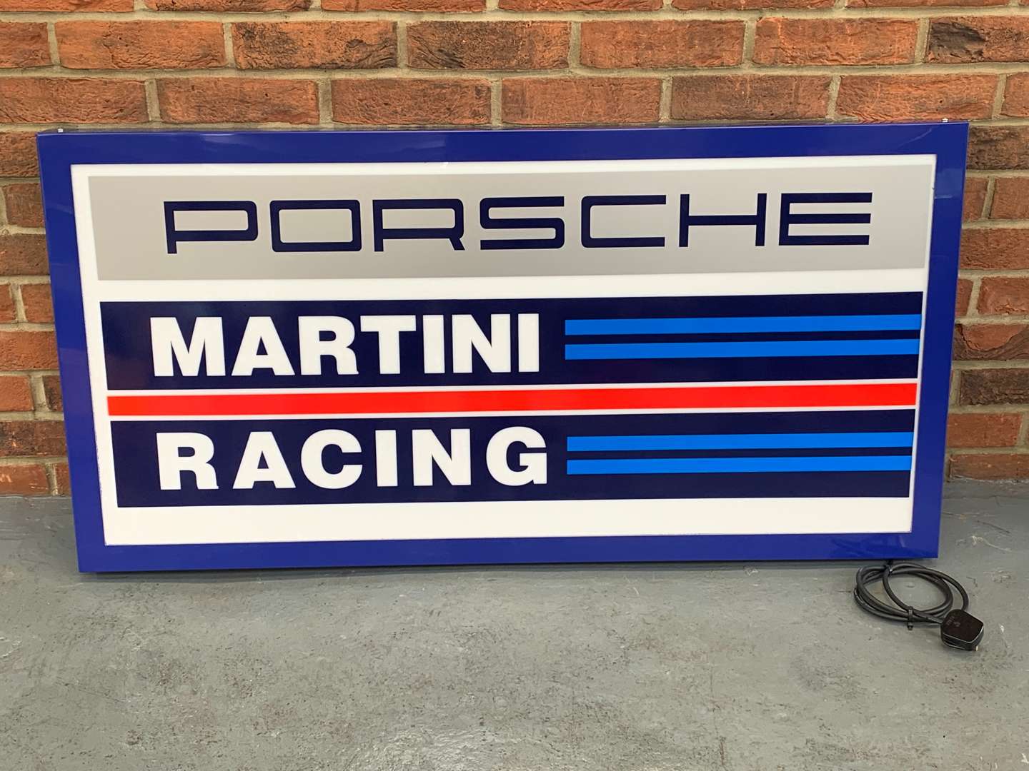 <p>Modern Metal Framed Porsche Martini Racing Illuminated Sign</p>