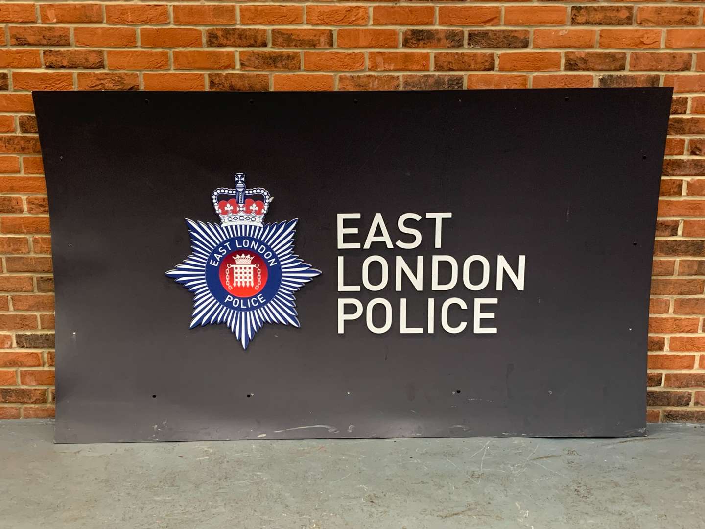 <p>Large Plastic East London Police Sign</p>