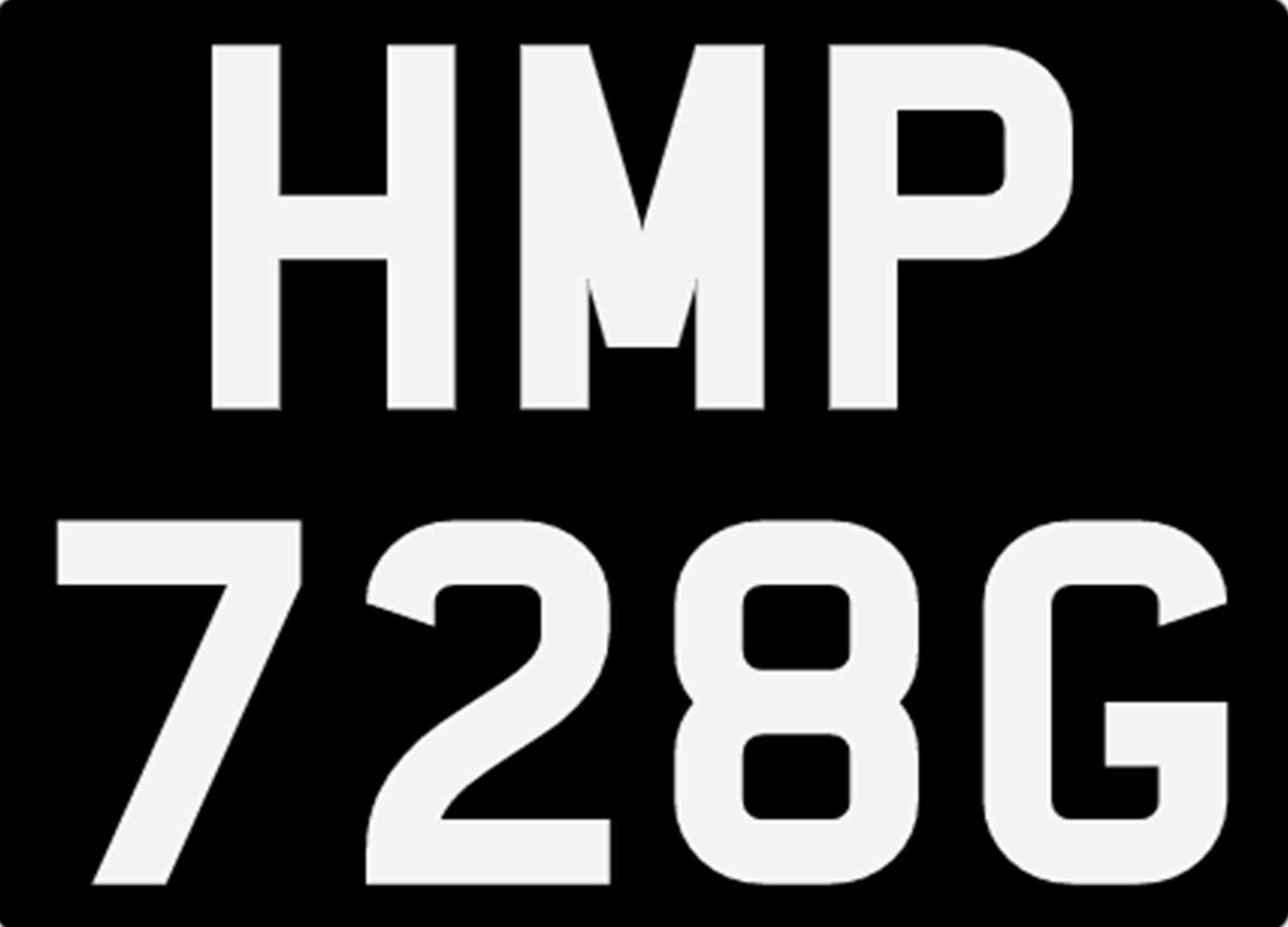 <p>&nbsp; HMP 728G Registration number, Similar to the Italian Job Mini</p>