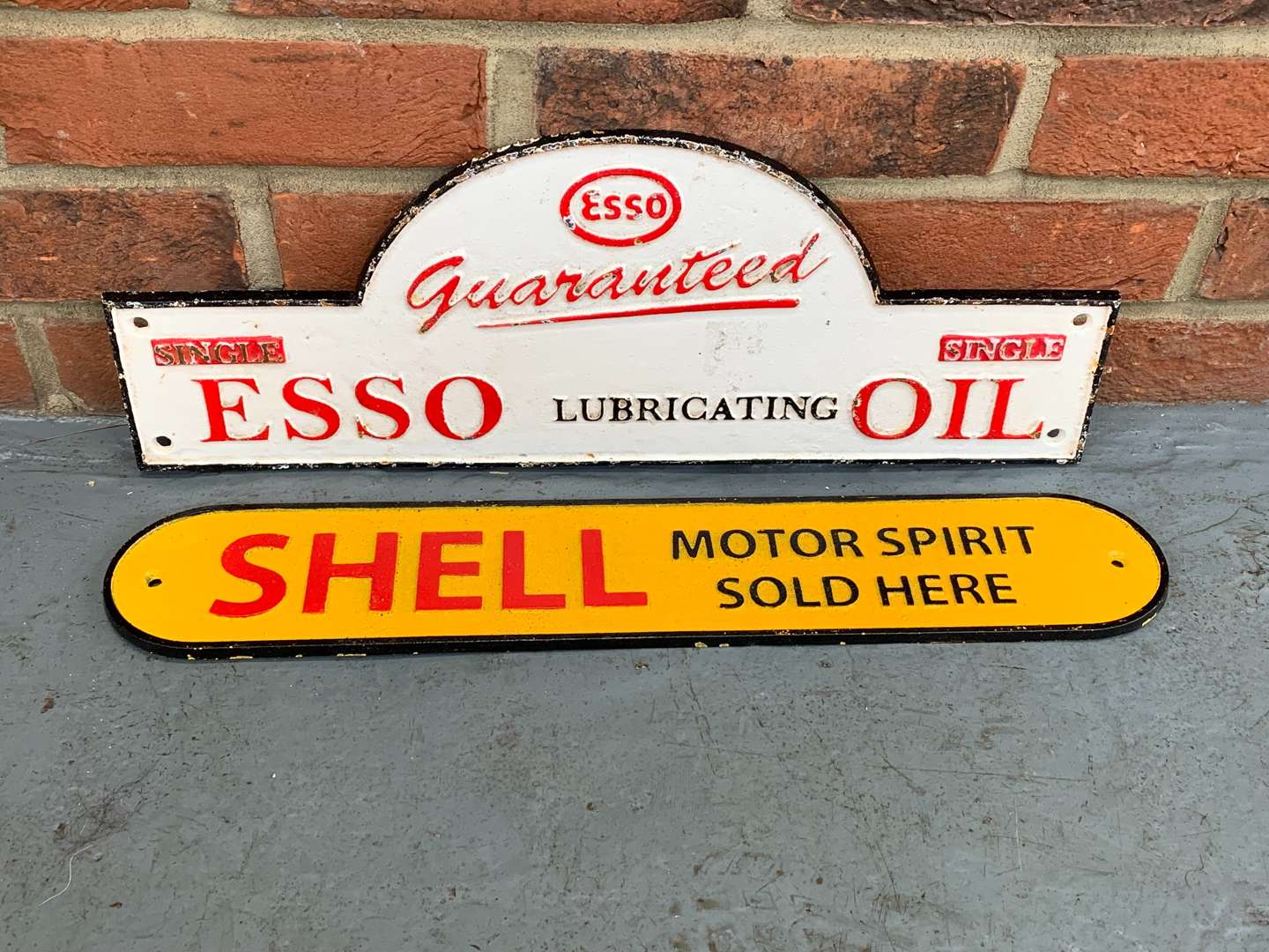 <p>Cast Iron Esso and Shell Sign</p>