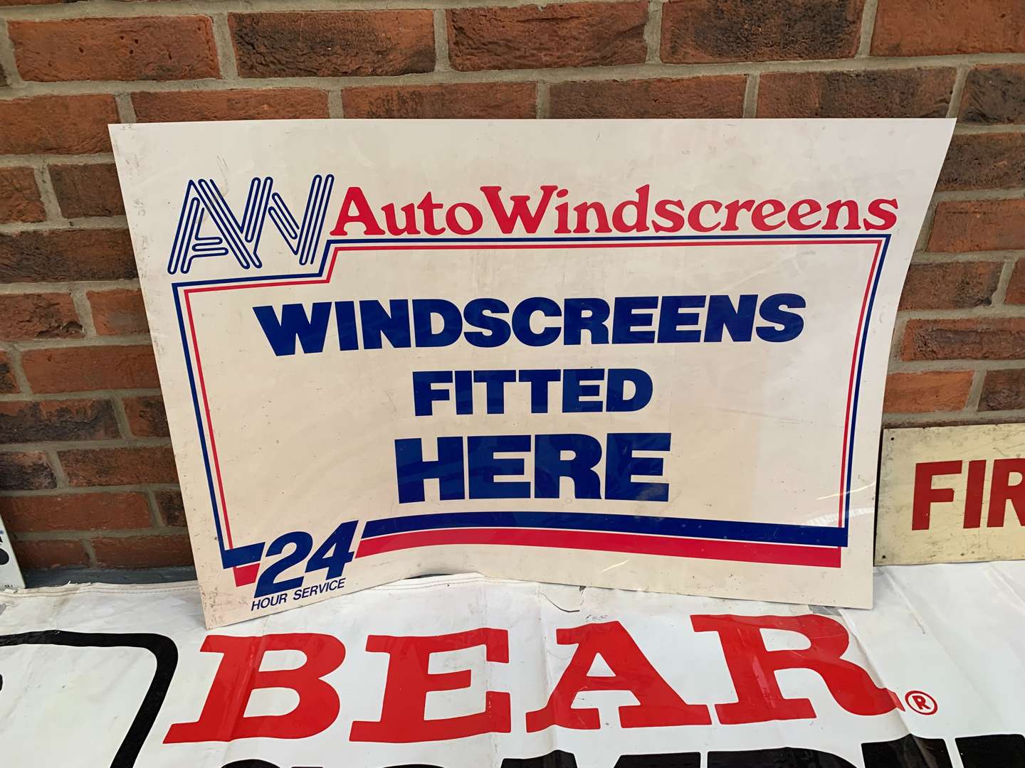 <p>Two Bear Banners &nbsp;and Three Plastic Signs (5)</p>