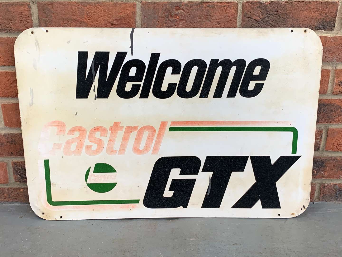 <p>Aluminium Welcome Castrol GTX Sign</p>