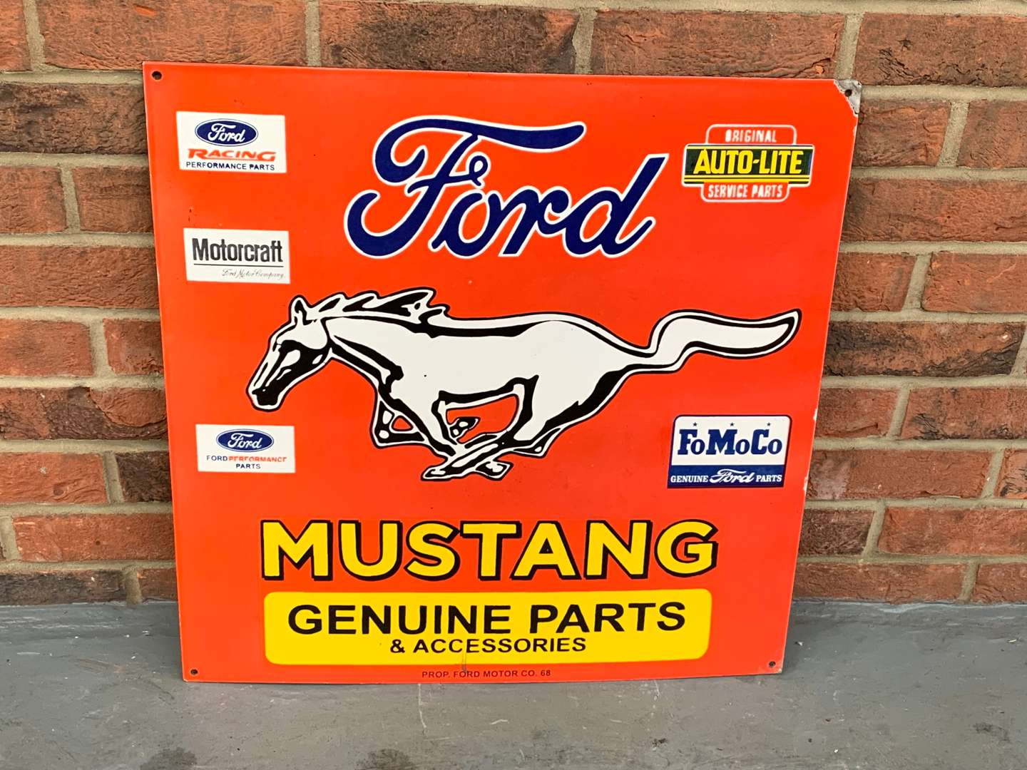 <p>Enamel Ford Mustang Genuine Parts Sign</p>