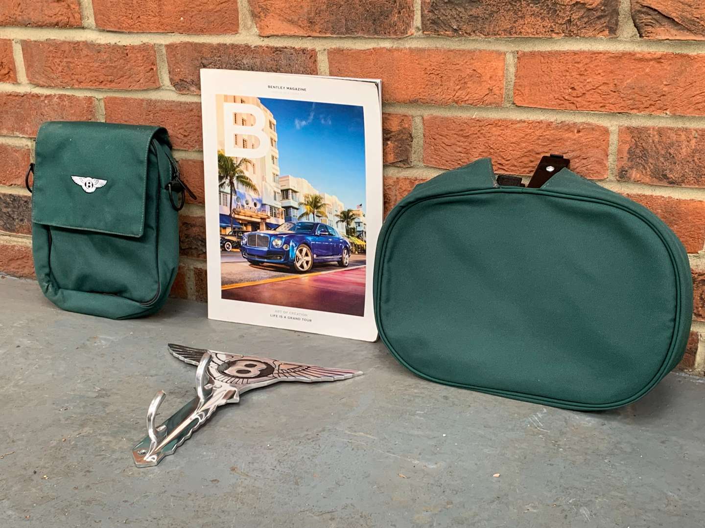 <p>Modern Bentley Bags, Coat Hook and Magazine</p>