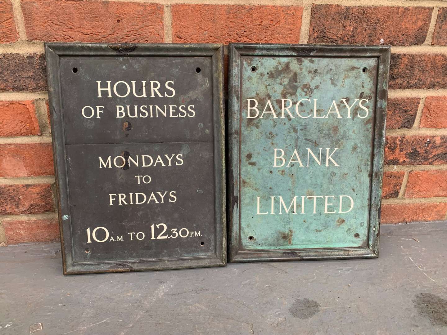 <p>Two Bronze Bank Plaques&nbsp;</p>