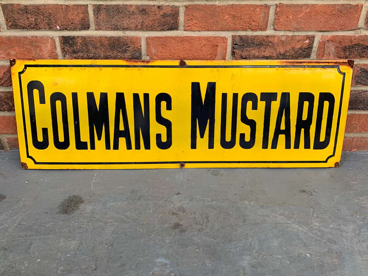 <p>Enamel Colmans Mustard Sign</p>