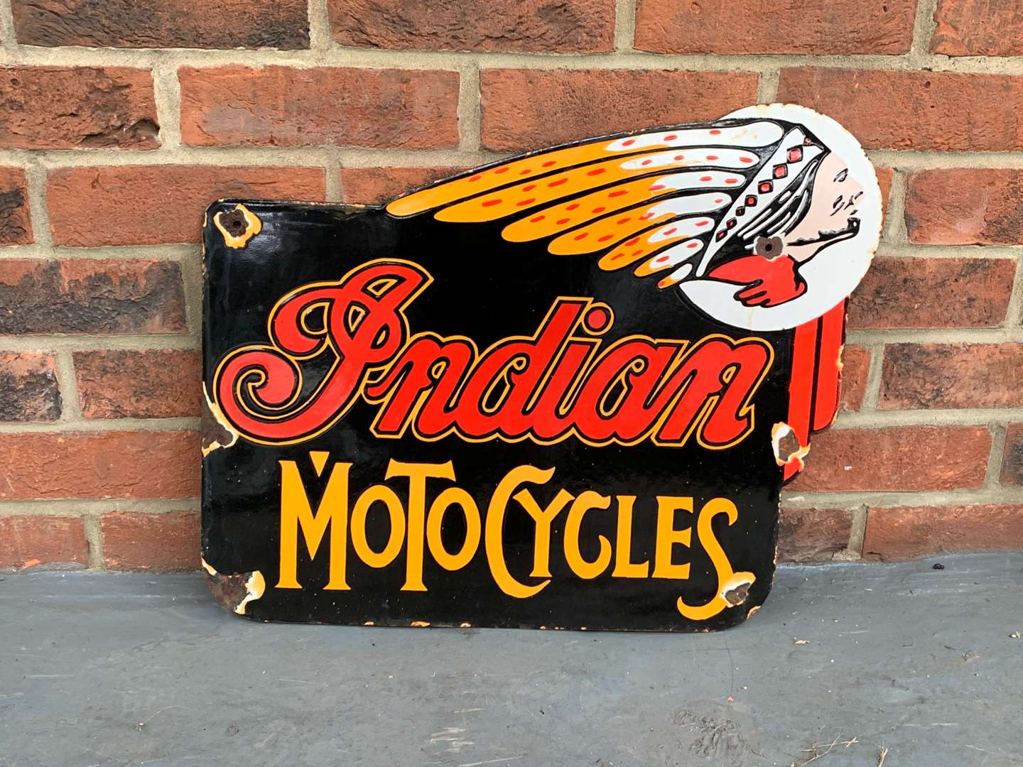 <p>Enamel Indian Motorcycles Sign</p>