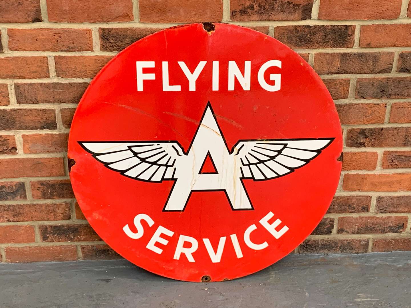 <p>Enamel Flying “A” Service Circular Sign</p>