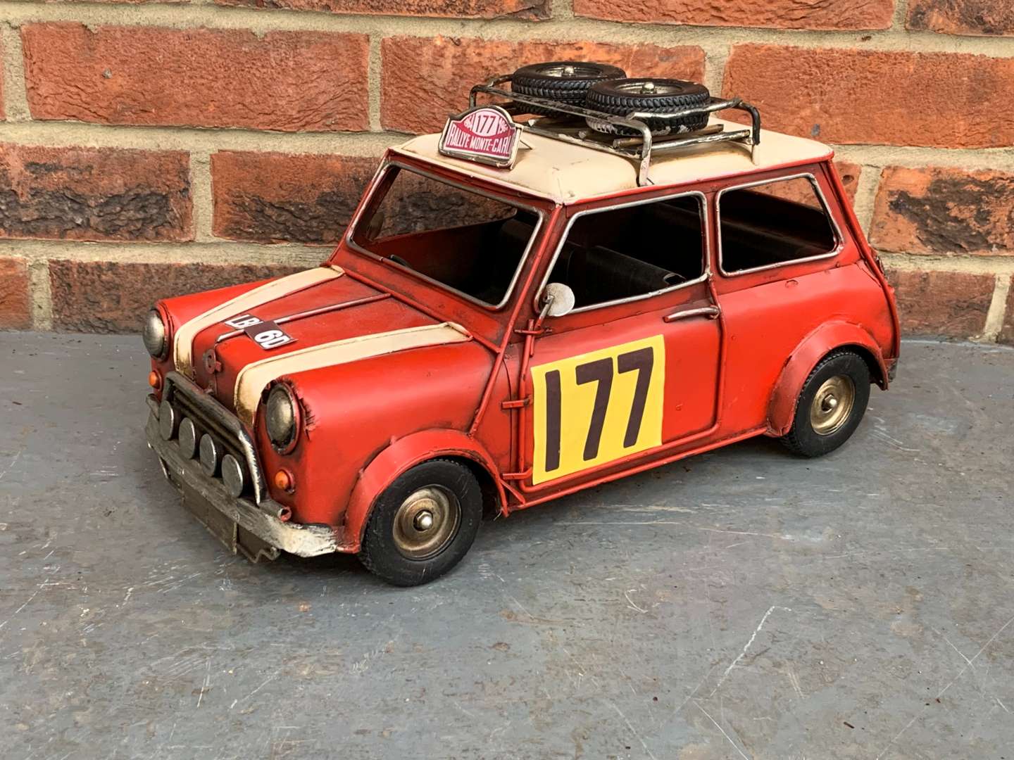 <p>Modern Tin Plate Model of a Mini Rally Car</p>