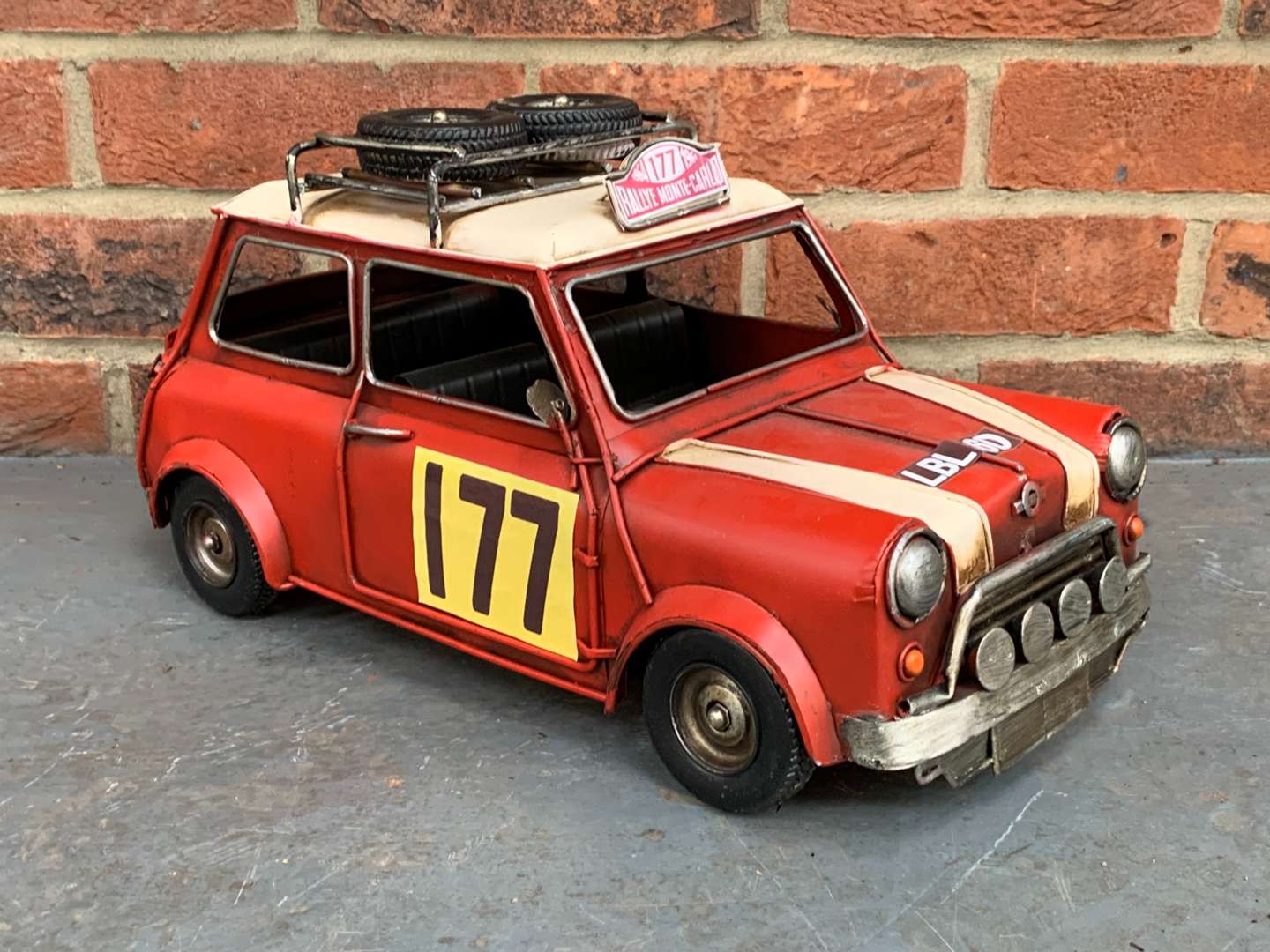 <p>Modern Tin Plate Model of a Mini Rally Car</p>