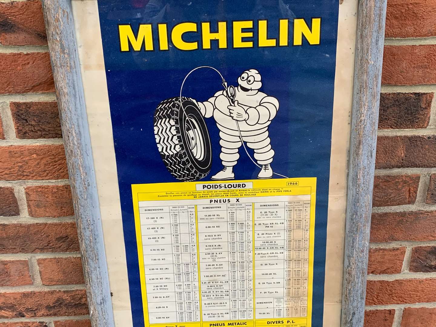 <p>Framed 1966 French Michelin Tyre Pressure Chart</p>