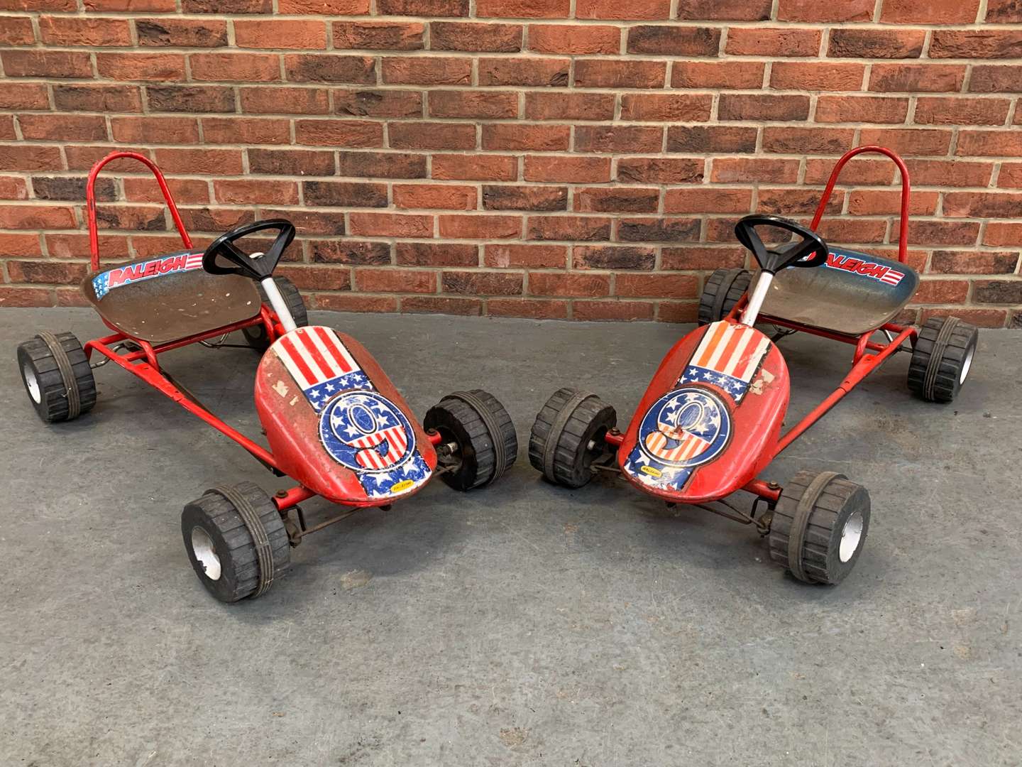 <p>Two Tin Plate Raleigh Childs Pedal Cars</p>