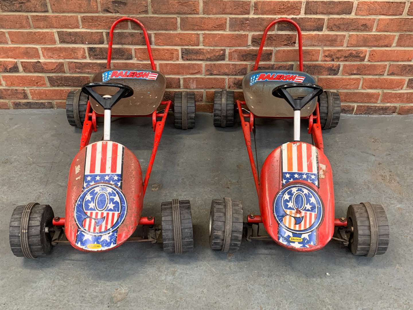 <p>Two Tin Plate Raleigh Childs Pedal Cars</p>